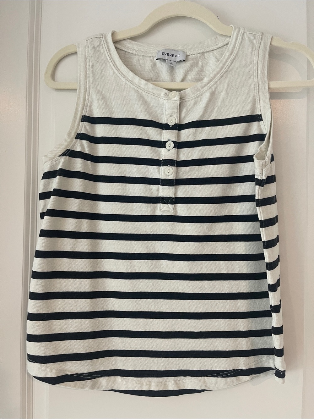 Evereve Girls' Navy & White Striped Henley Tank
